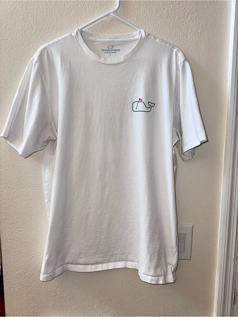 Vineyard Vines White Tee with Green Whale and Red Flag - Picture 4 of 6